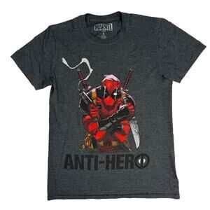 Marvel Deadpool Anti-Hero Gray Graphic T-Shirt Men’s Small
